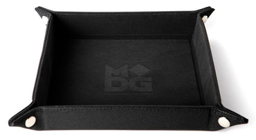 FOLD UP DICE VELVET TRAY W/ PU LEATHER BLACK