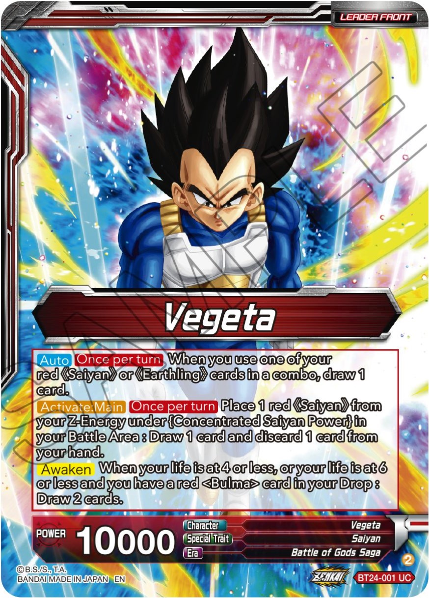 Vegeta // Vegeta, Awakened Feelings (SLR) (BT24-001) [Beyond Generations]