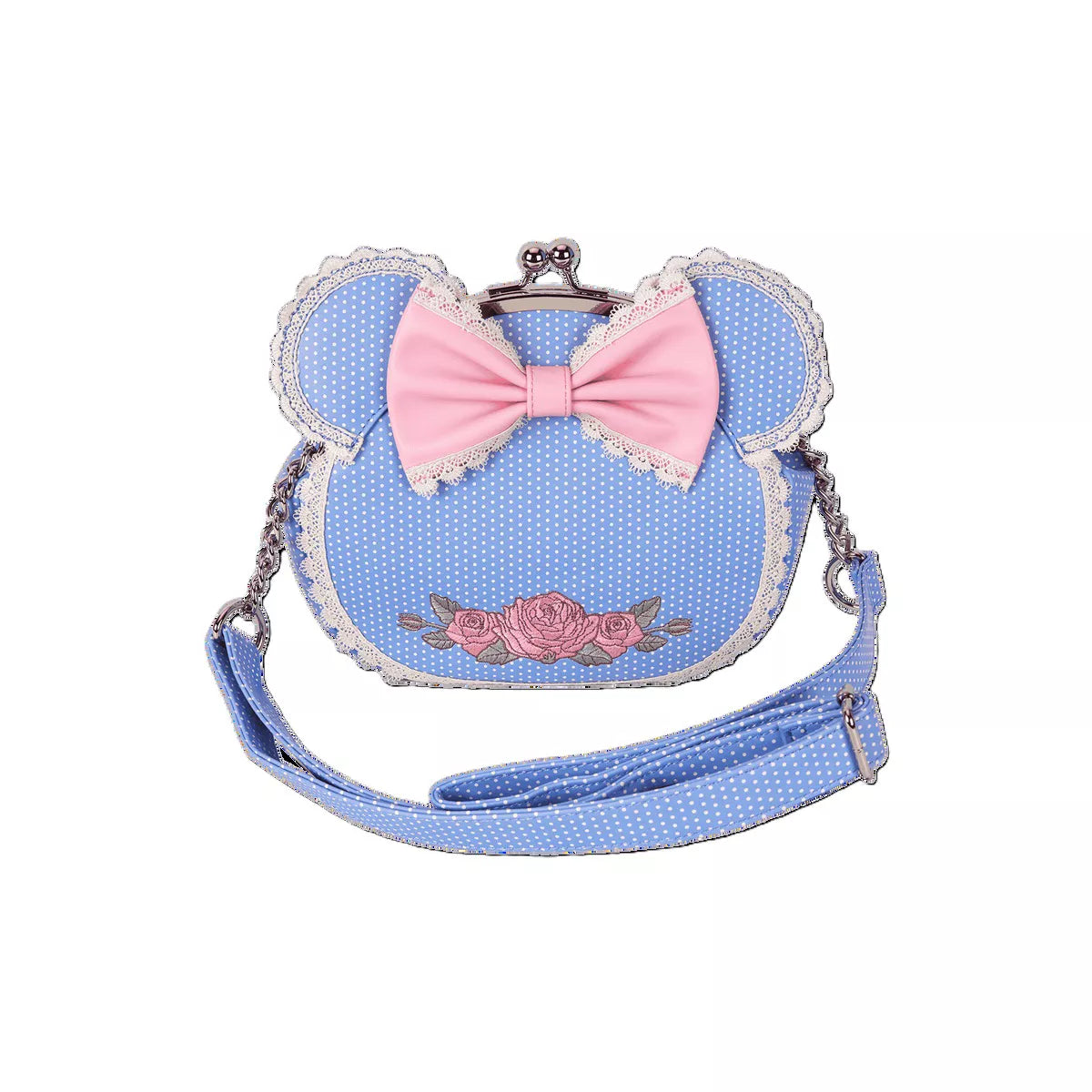 Loungefly Minnie Mouse Floral and Lace Kisslock Crossbody Bag