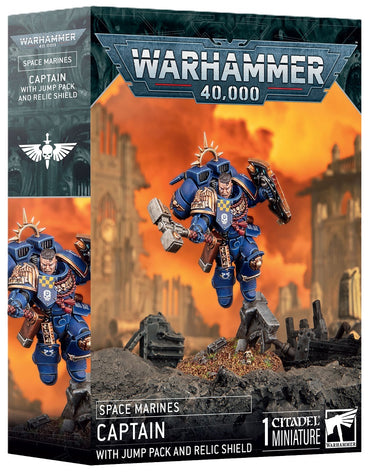WARHAMMER 40K  -  SPACE MARINES  -  CAPTAIN WITH JUMP PACK AND RELIC SHIELD