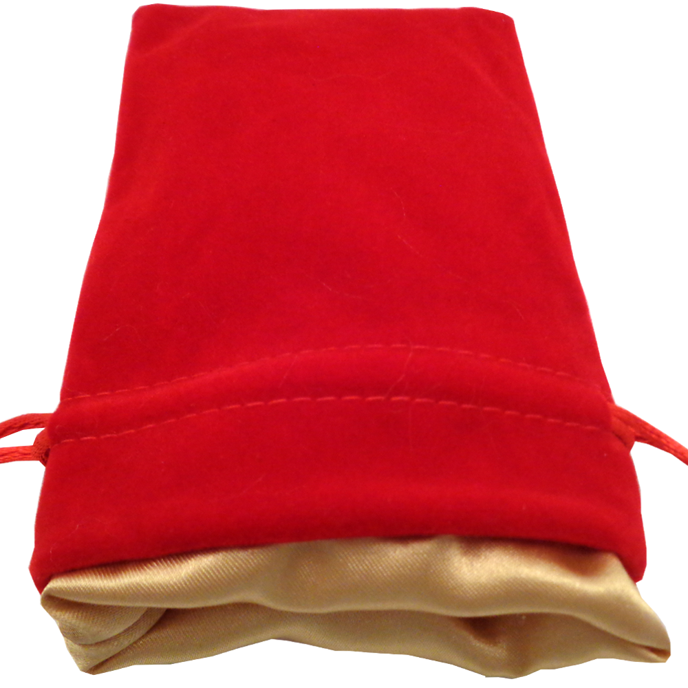 SMALL DICE BAG VELVET RED W/ GOLD SATIN