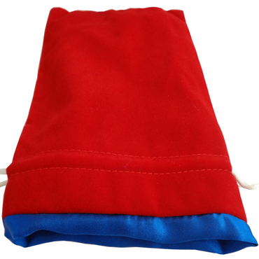 LARGE DICE BAG VELVET RED W/ BLUE SATIN