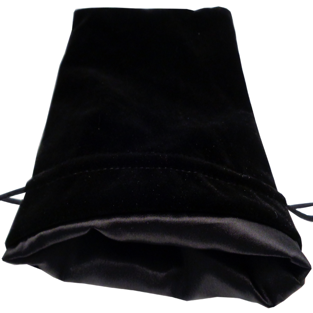 LARGE DICE BAG VELVET BLACK W/ BLACK SATIN