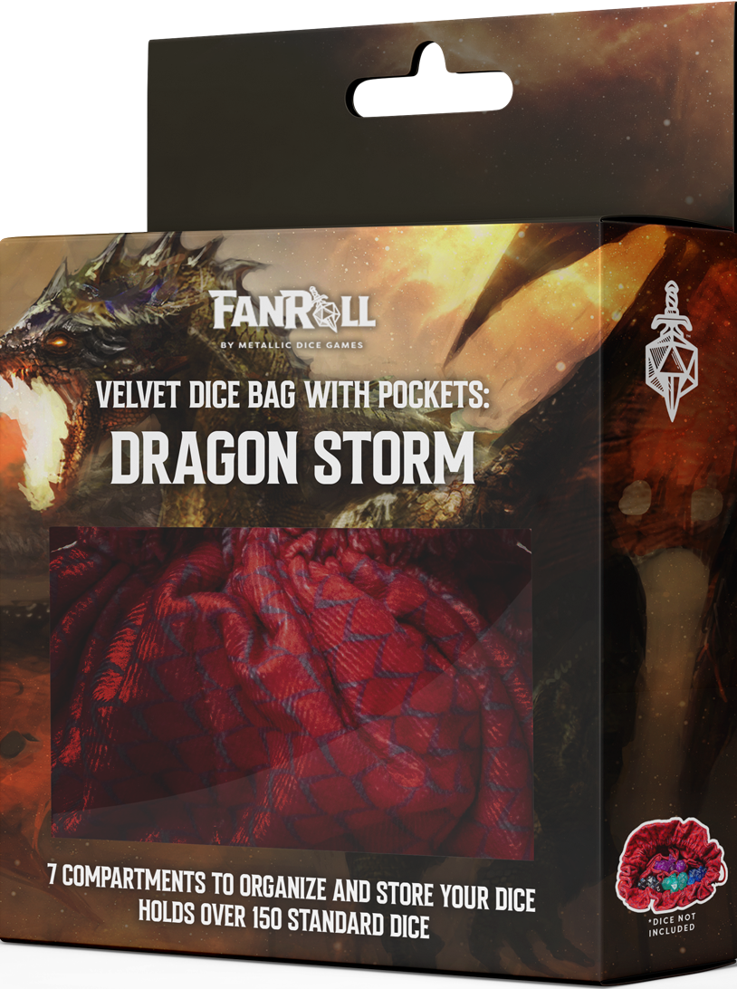 VELVET DICE BAG COMPARTMENT DRAGON STORM RED