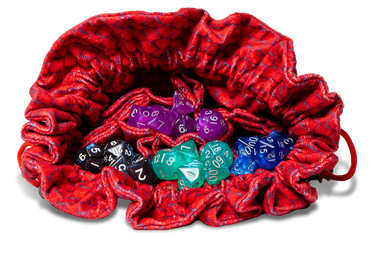 VELVET DICE BAG COMPARTMENT DRAGON STORM RED