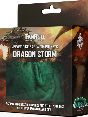 VELVET DICE BAG COMPARTMENT DRAGON STORM GREEN