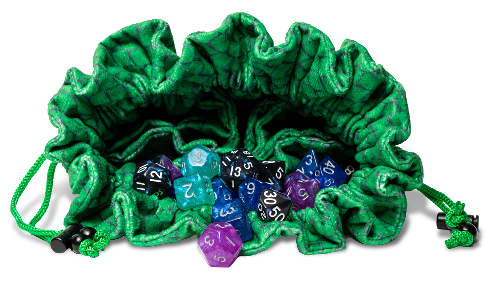 VELVET DICE BAG COMPARTMENT DRAGON STORM GREEN