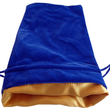 LARGE DICE BAG VELVET BLUE W/ GOLD SATIN