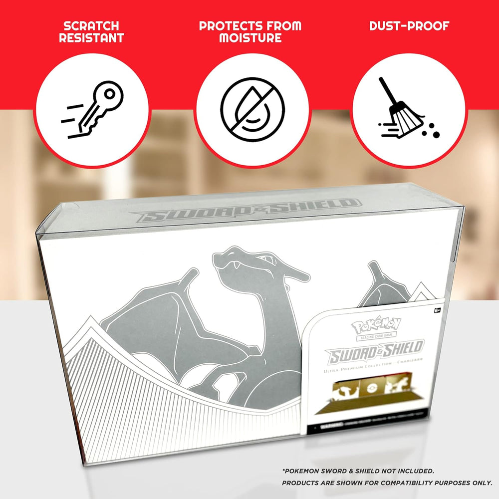 ER POKEMON TCG SWORD AND SHIELD CHARIZARD ULTRA PREMIUM COLLECTION PET BOX DISPLAY CASE