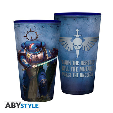 WARHAMMER 40K LARGE GLASS ULTRAMARINE 14 OZ