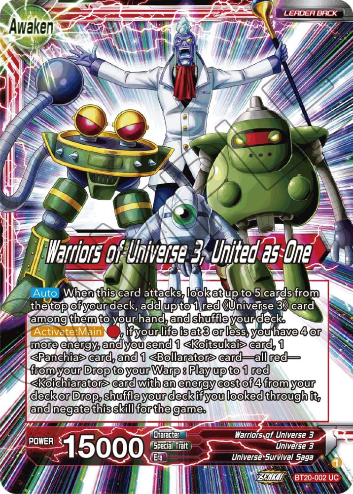 Paparoni // Warriors of Universe 3, United as One (BT20-002) [Power Absorbed]