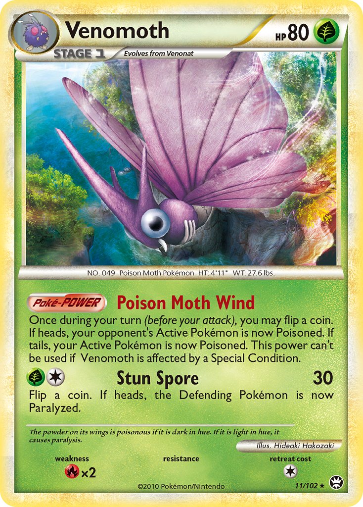 Venomoth (11/102) (Theme Deck Exclusive) [HeartGold & SoulSilver: Triumphant]