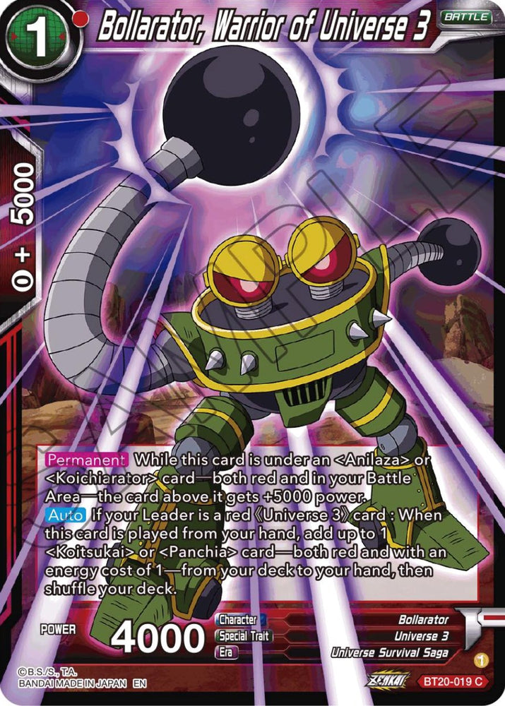 Bollarator, Warrior of Universe 3 (BT20-019) [Power Absorbed]